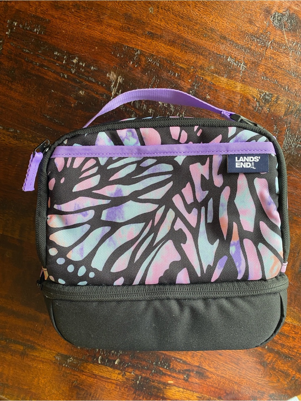 Lands’ End Kids Techpack Lunch Box butterfly print purple